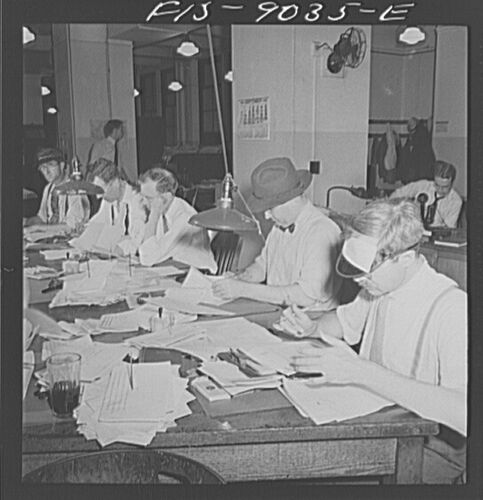 Historische Redaktion der New York Times vor der Digitalisierung mit analoger Nachrichtenproduktion.